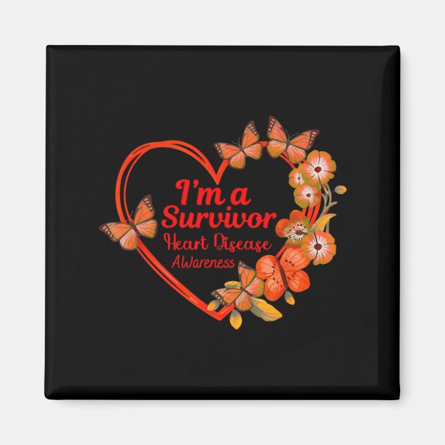 Íman I'm A Survivor Heart Disease Awareness Red Butterf (Frente)
