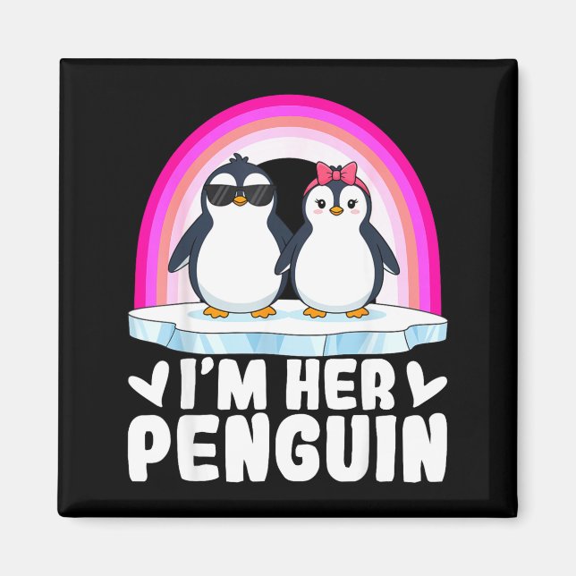 Íman I'm Her Penguin Matching Couple Valentine Love Hea (Frente)