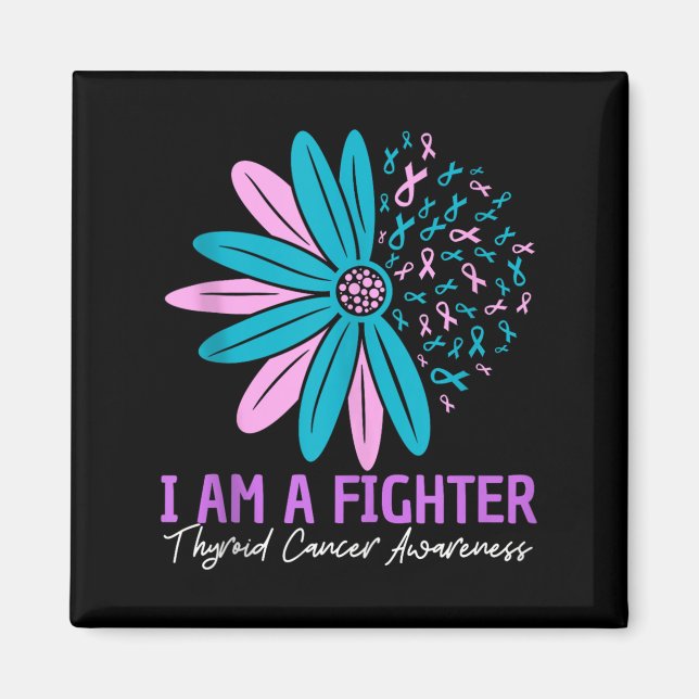 Íman Im Um Ribbo Flor De Câncer de tiróide De Combate (Frente)