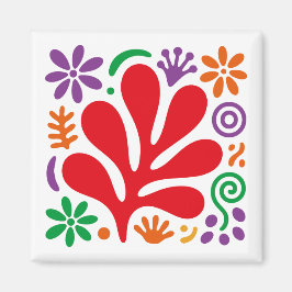 Íman Ímã Abstrato Ousado Colorido Estilo Floral Matisse