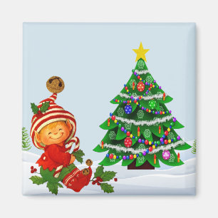 Íman Ímã adorável do duende do Natal