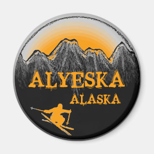 Íman Ímã alaranjado do esquiador de Alyeska Alaska