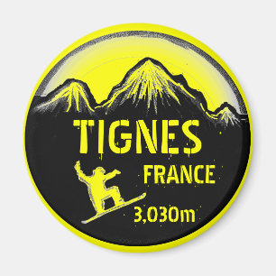 Íman Ímã amarelo da arte do snowboard de Tignes Franc