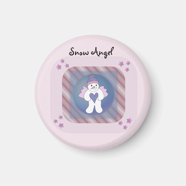 Íman Ímã Anjo da Neve Rosa (Frente)