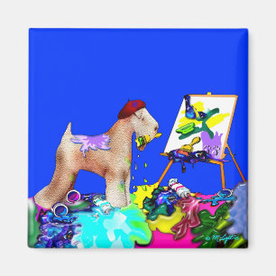 Íman Ímã: Artista Wheaten de Terrier (Bkgd azul)