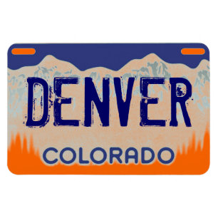 Íman Ímã azul alaranjado da matrícula de Denver