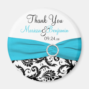Íman Ímã azul, branco, e preto do favor do casamento