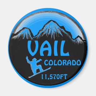 Íman Ímã azul da arte do snowboard de Vail Colorado