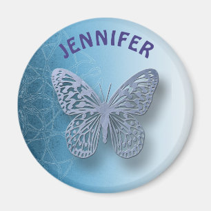 Íman Ímã azul personalizado da mandala e da borboleta