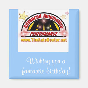 Íman ímã azul quadrado do aniversário de automóvel