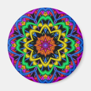 Íman Ímã bonito do aniversário da mandala com texto