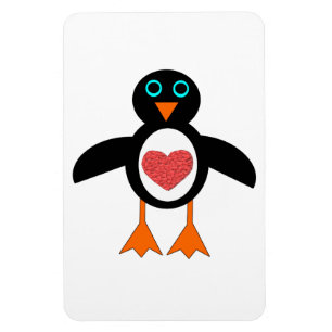 Íman Ímã bonito do pinguim do coração do amor