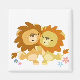 Íman Ímã bonito do tango de dois leões dos desenhos