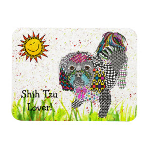 Íman Ímã bonito e colorido 3" de Shih Tzu x4 "