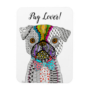 Íman Ímã bonito e colorido 3" do Pug x4 "