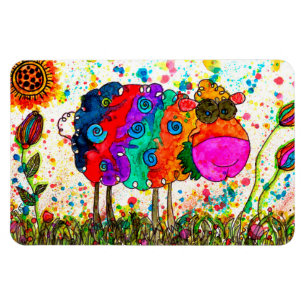 Íman Ímã bonito e colorido 3" dos carneiros x4 "