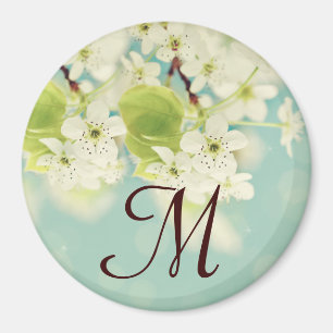 Íman Ímã branco da inicial do monograma de Flowe da