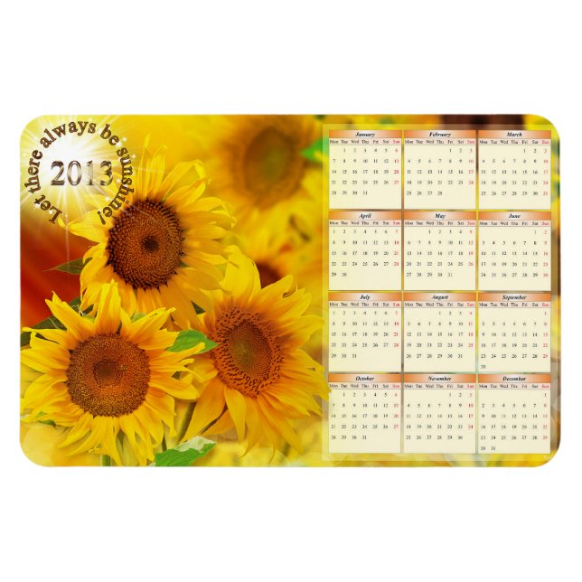 Íman Ímã Calendário 2013 Girassóis (Horizontal)