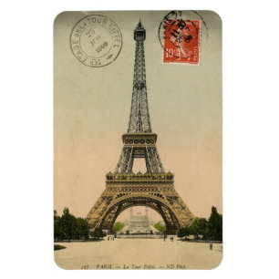 Íman Ímã - Cartão Postal Francês Antigo 'Torre Eiffel'