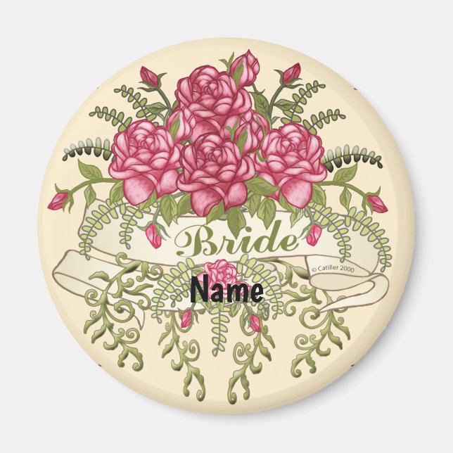 Íman Ímã Casamento da Noiva Rosa (Frente)