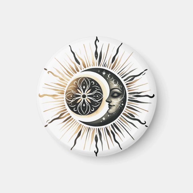 Íman Ímã Celestial Sol e Lua | Ímã de Geladeira Celesti (Frente)