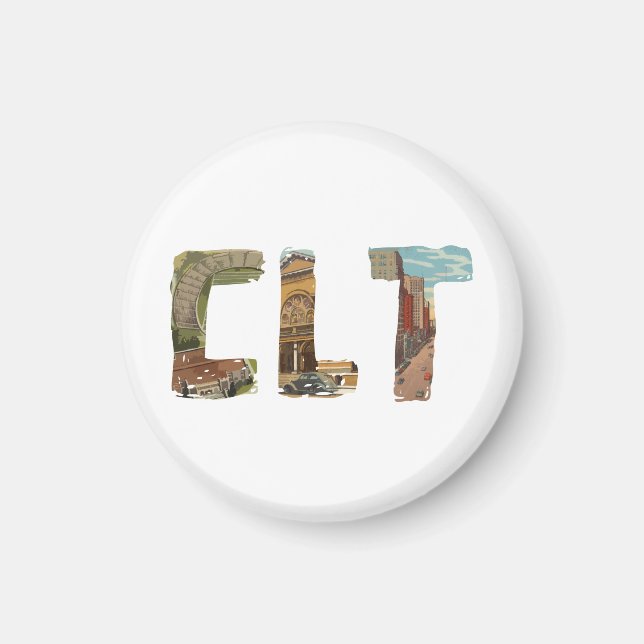 Íman ímã CLT Charlotte North Carolina (Frente)