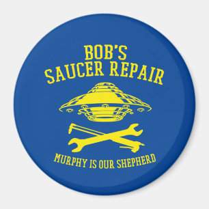 Íman ímã com o logotipo do Reparo de Saucer de Bob