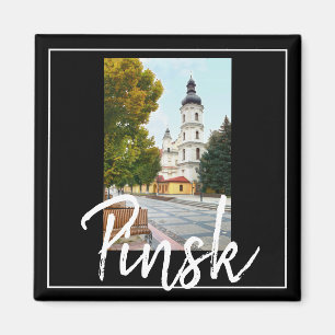 Íman Ímã com panorama da cidade de Pinsk Arquitetura da