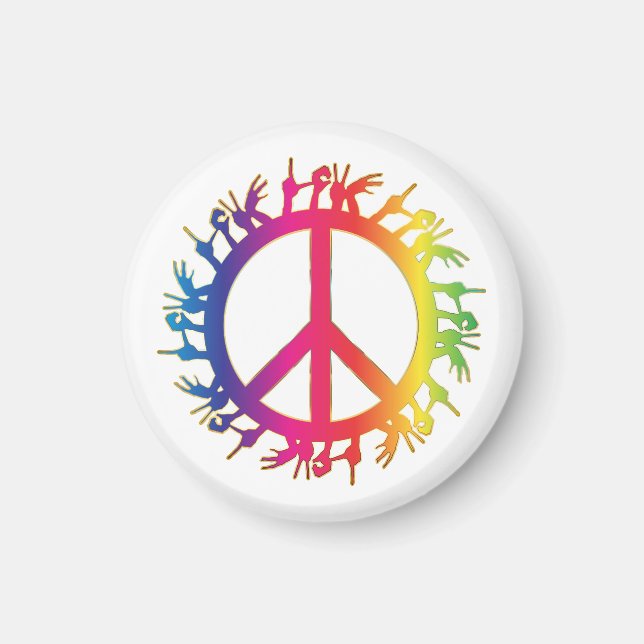 Íman Ímã com Símbolo de Paz Hippie dos Anos 60 (Frente)