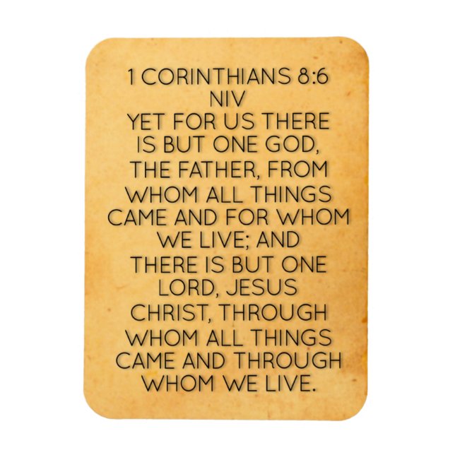 Íman Ímã com versículo bíblico de 1 Coríntios 8:6 (Vertical)