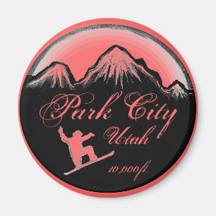 Íman Ímã cor-de-rosa da arte do snowboard de Park Cit