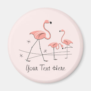 Íman Ímã cor-de-rosa do trio 2 do texto do flamingo