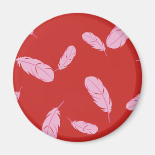 Íman Ímã cor-de-rosa & vermelho - penas