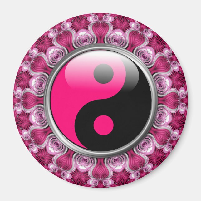 Íman Ímã Corações Rosa Yin Yang (Frente)