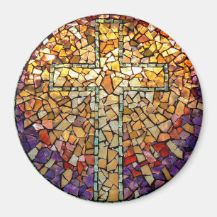Íman Ímã "cruz " do mosaico do vitral