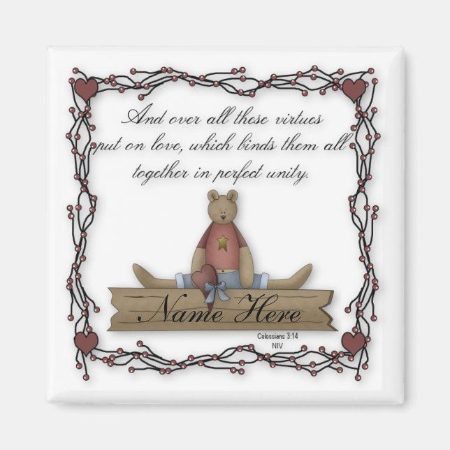 Íman Ímã customizável 6 das virtudes do urso de ursinho (Frente)