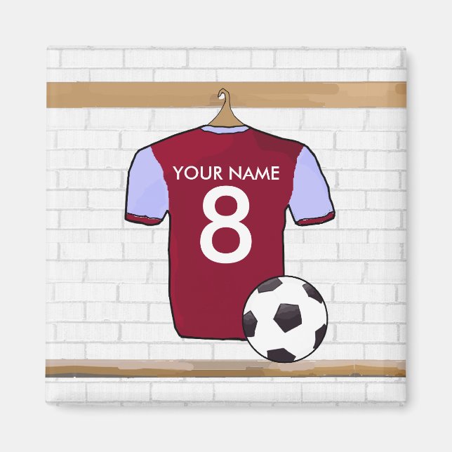 Íman Ímã customizável da camisa do futebol (claret e (Frente)