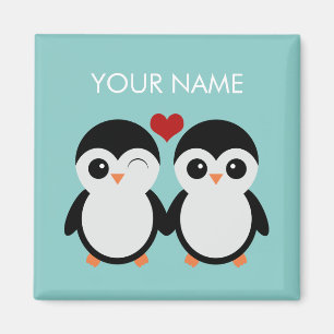Íman Ímã customizável do casal do pinguim