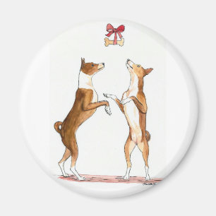 Íman Ímã da arte do cão da dança de dois Basenji