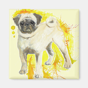 Íman Ímã da arte do Pug da aguarela