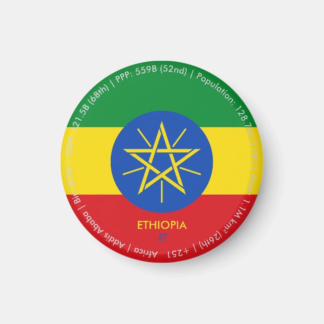 Íman Ímã da Bandeira da Etiópia (Frente)