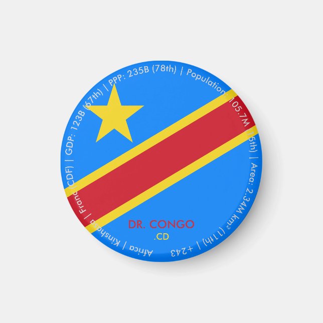 Íman Ímã da Bandeira da RD Congo (Frente)