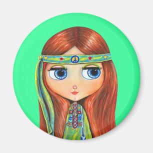 Íman Ímã da boneca do Hippie da paz