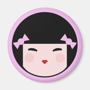 Íman Ímã da cara da boneca de Kokeshi