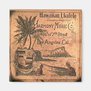 Íman Ímã da etiqueta do Ukulele do vintage