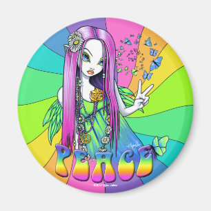 Íman Ímã da fada do Hippie da paz do arco-íris de