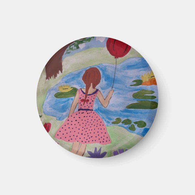 Íman Ímã da Menina com Balão Vermelho (Frente)