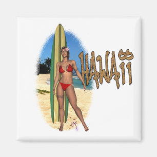 Íman Ímã da menina do surfista de Havaí