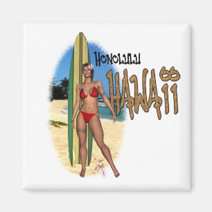 Íman Ímã da menina do surfista de Honolulu Havaí