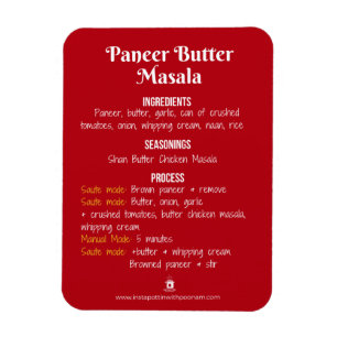 Íman Ímã da receita de Masala da manteiga de Paneer